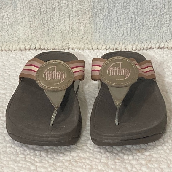 FITFLOP Oasis Brown Platform Wedge Thong Flip Flops Workout Walk Sandals - Sz 6 - Picture 4 of 13